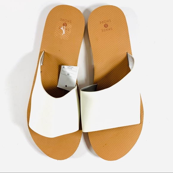 Shade & Shore Shoes - Shade & Shore Slides White Tan Size 11